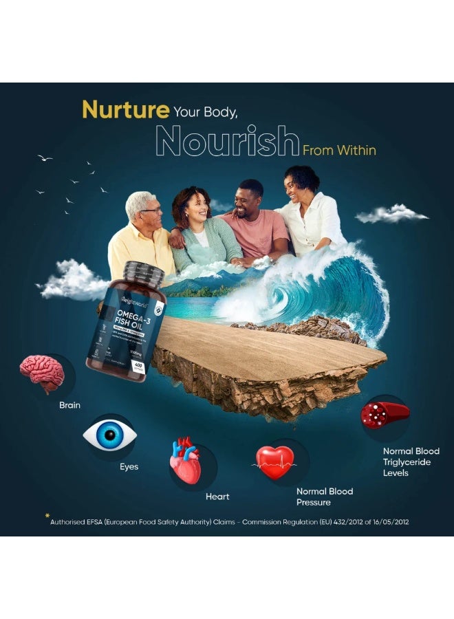 WeightWorld Omega-3 Fish Oil – Supports Heart & Brain Health – 1000 mg – 400 Softgels – Made in UK - Image 2